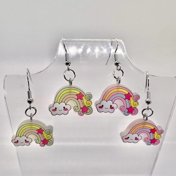 Rainbow Earrings - Summer Spring Earrings - Little Girl Earrings - Kawaii Earrin - Picture 1 of 11